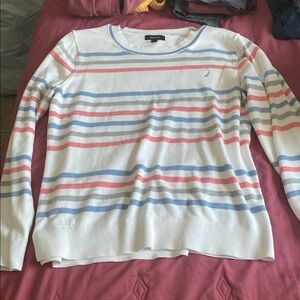 Nautica Women's Striped Sweater - White, Blue, Pink